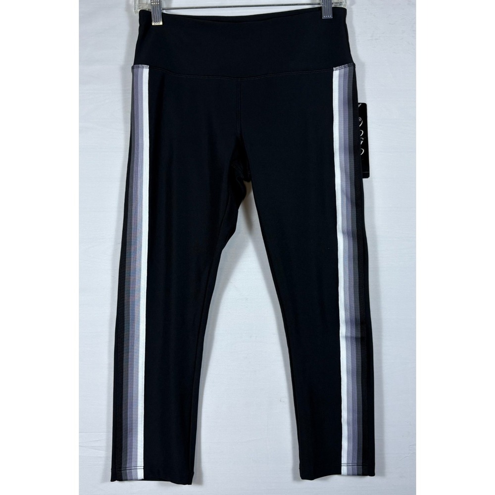 Vogo Athletica Women‎ CAPRI LEGGING BLACK w/strip detail NWT